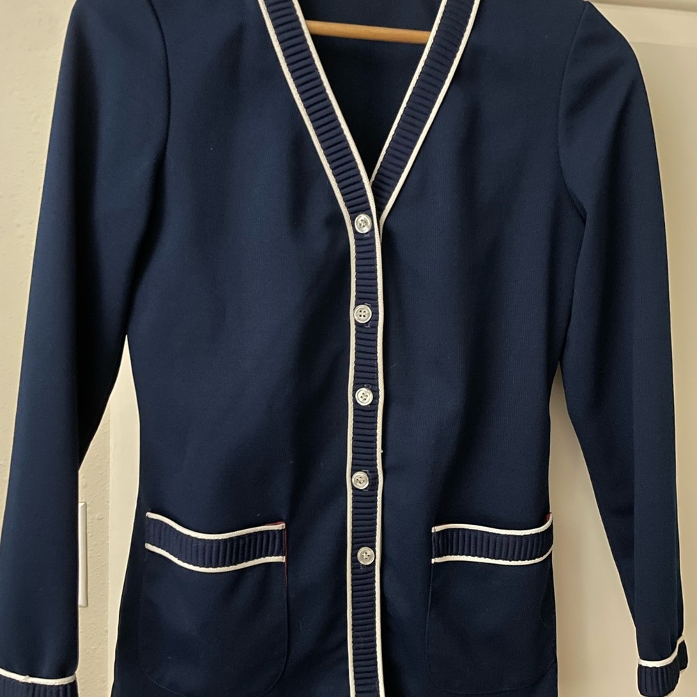 Vintage McGregor Navy Cardigan  White Trim Accent Tennis Preppy Union Labels